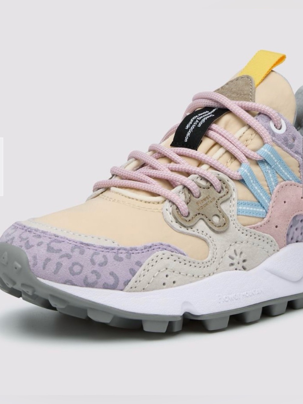 NWT Flower Mountain YAMANO 3 WOMAN Suede and fabric sneakers Lilac-Salmon-Pink - Picture 3 of 15
